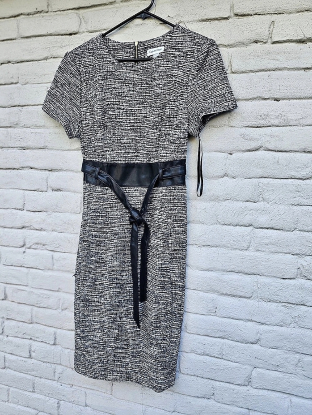 Calvin Klein Abstract Print Belted Midi Dress